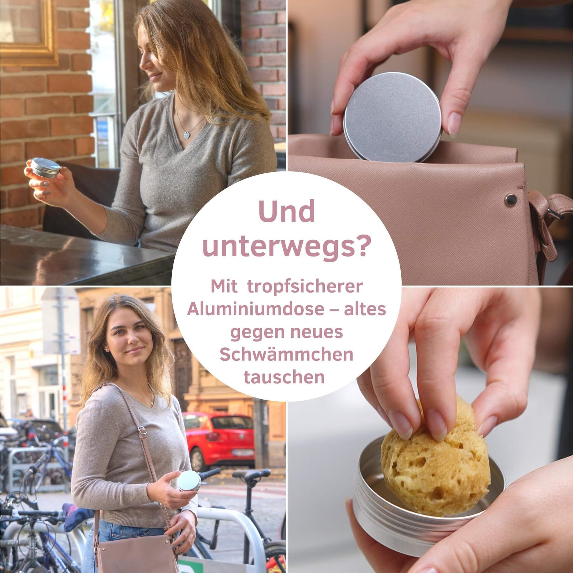 Menstruationsschwamm unterwegs nachfüllen – tropfsichere Aluminiumdose zum hygienischen Transport und Wechsel