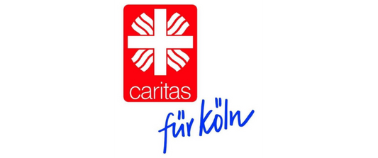 Caritas Logo mit dem Schriftzug 'für Köln' – hier werden die Badeschwämme und Menstruationsschwämme konfektioniert.