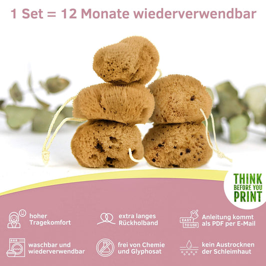 Menstruationsschwämme mit Kordel, 12 Monate wiederverwendbar, mit hohem Tragekomfort und Rückholband.