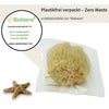 Naturschwamm umweltfreundlich in kompostierbarer Biobiene-Folie verpackt, plastikfrei und ideal für Zero-Waste-Haushalte